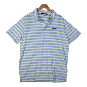 SKONI Polo Shirt Mens XL Blue Striped Golf Performance Stretch Short Sleeve